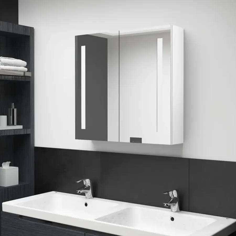 Spiegelkasten-vidaXL - Badkamerkast - Wit - MDF - 62 x 14 x 60 cm