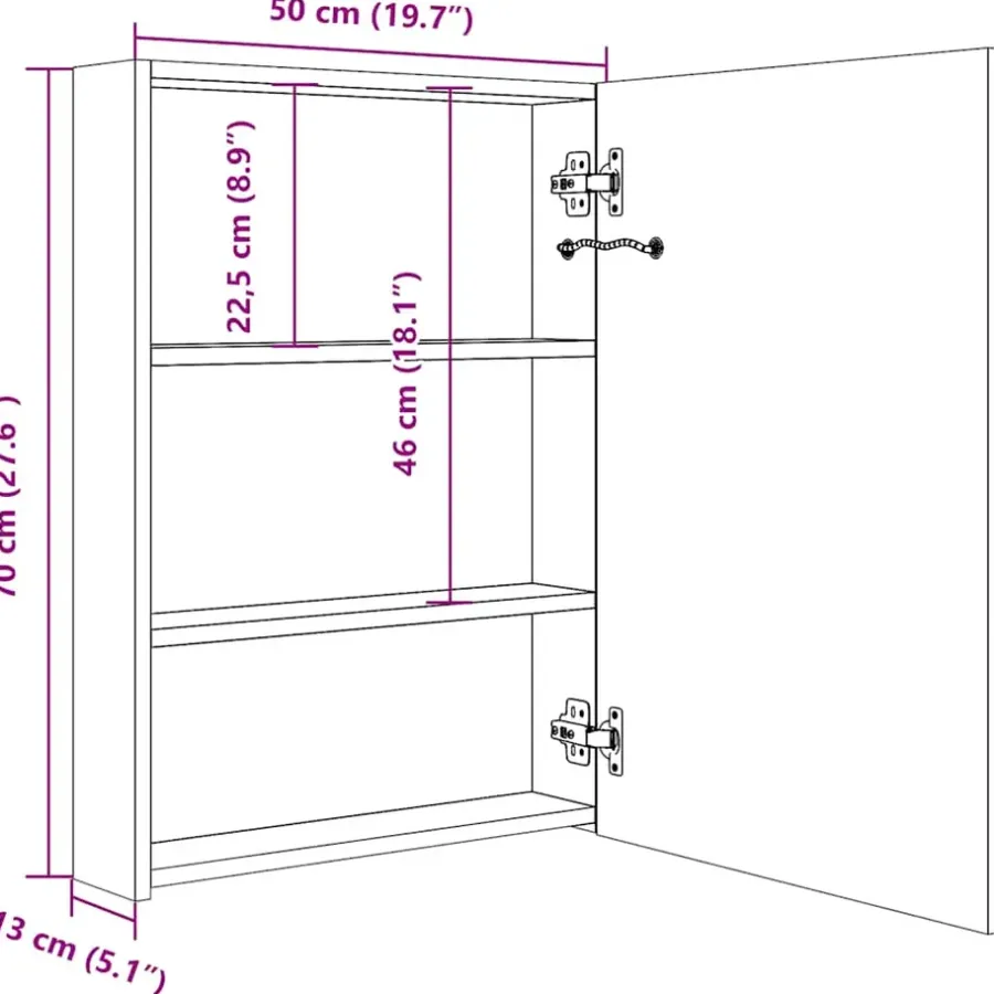 vidaXL - Badkamerkast - Wit - MDF - 50 x 13 x 70 cm