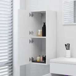 Hoge Kasten-vidaXL - Badkamerkast - Wit - Bewerkt hout
