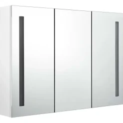 Spiegelkasten-vidaXL - Badkamerkast - Wit - MDF - 89 x 14 x 62 cm
