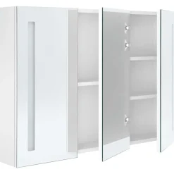 Spiegelkasten-vidaXL - Badkamerkast - Wit - MDF - 89 x 14 x 62 cm