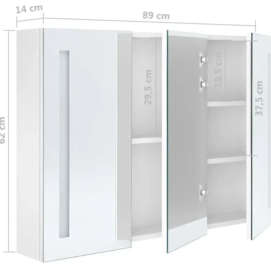 Spiegelkasten-vidaXL - Badkamerkast - Wit - MDF - 89 x 14 x 62 cm