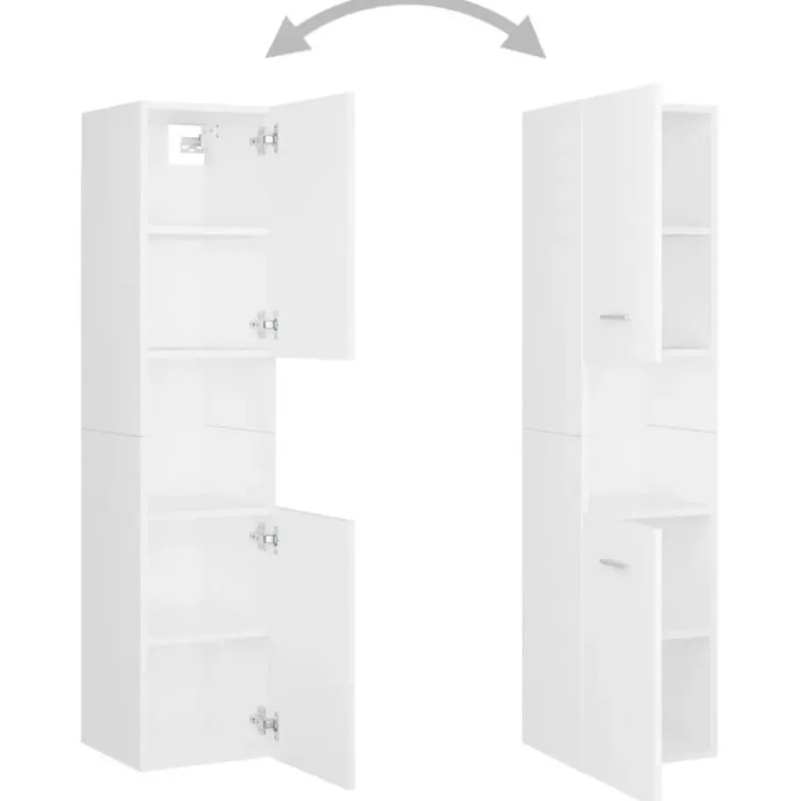 Hoge Kasten-vidaXL - Badkamerkast - Wit - Bewerkt hout