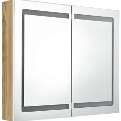 Spiegelkasten-vidaXL - Badkamerkast - Wit - MDF