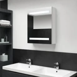 Spiegelkasten-vidaXL - Badkamerkast - Wit - MDF