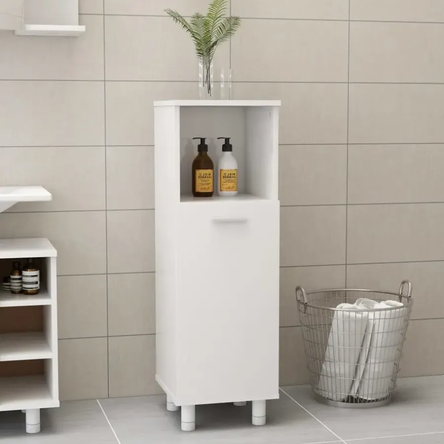 Hoge Kasten-vidaXL - Badkamerkast - Wit - Bewerkt hout