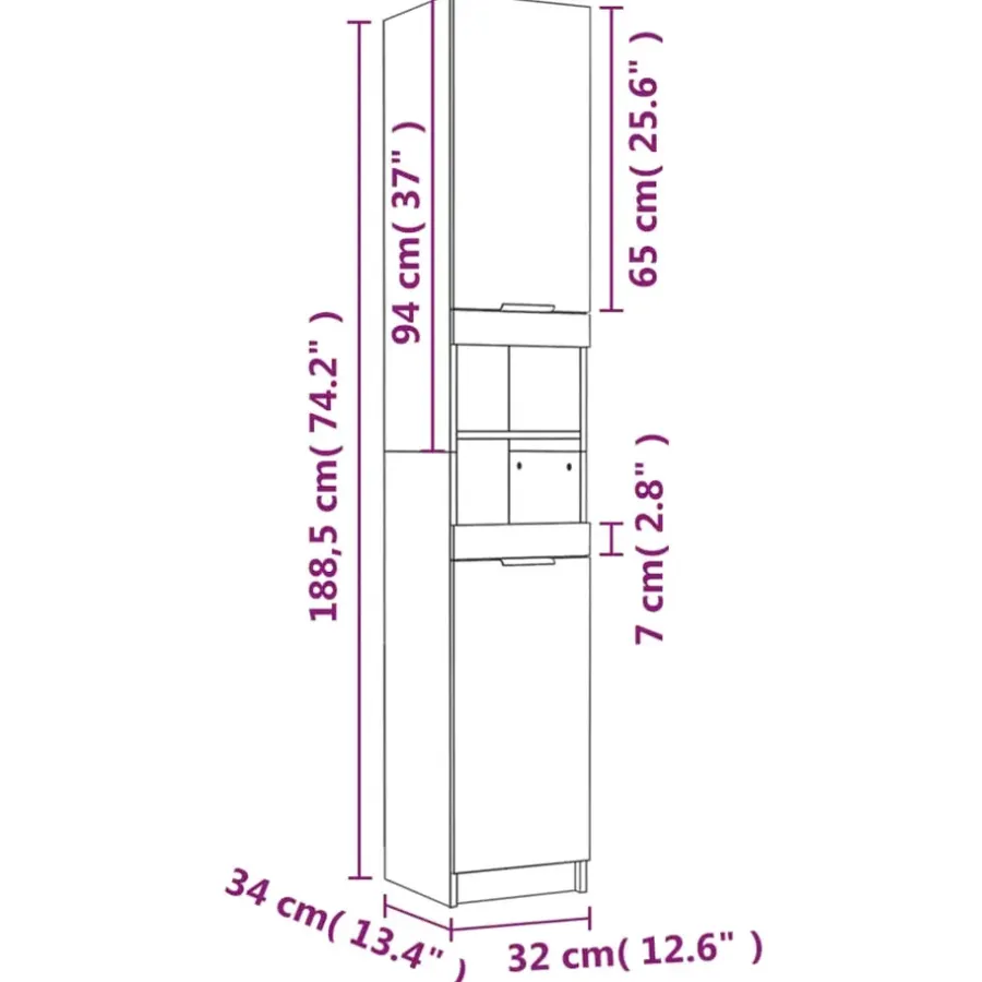 vidaXL - Badkamerkast - Zwart - Bewerkt hout
