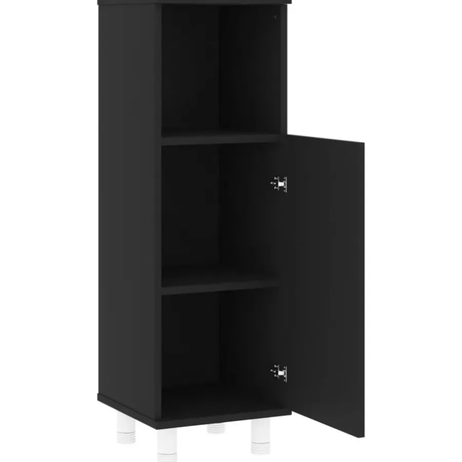 vidaXL - Badkamerkast - Zwart - Bewerkt hout
