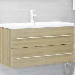 Badmeubelsets-vidaXL - Badkamermeubelset - Bruin - Bewerkt hout