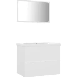 vidaXL - Badkamermeubelset - Wit - Bewerkt hout - 60 x 38.5 x 45 cm