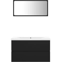 vidaXL - Badkamermeubelset - Zwart - Bewerkt hout - 80 x 38.5 x 45 cm