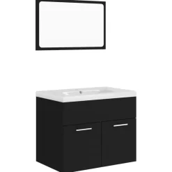 Badmeubelsets-vidaXL - Badkamermeubelset - Zwart - Bewerkt hout - 60 x 38.5 x 46 cm
