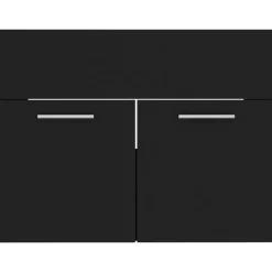 Badmeubelsets-vidaXL - Badkamermeubelset - Zwart - Bewerkt hout - 60 x 38.5 x 46 cm