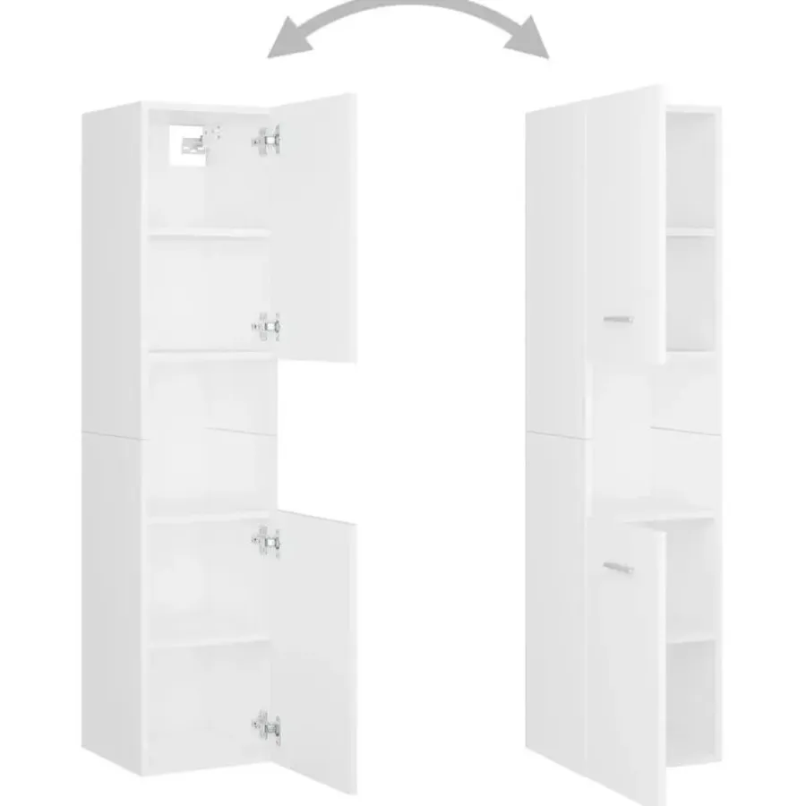 Badmeubelsets-vidaXL - Badkamermeubelset - Wit - Bewerkt hout - 41 x 38.5 x 46 cm