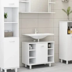 Badmeubelsets-vidaXL - Badkamermeubelset - Wit - Bewerkt hout