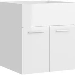 Badmeubelsets-vidaXL - Badkamermeubelset - Wit - Bewerkt hout - 41 x 38.5 x 46 cm