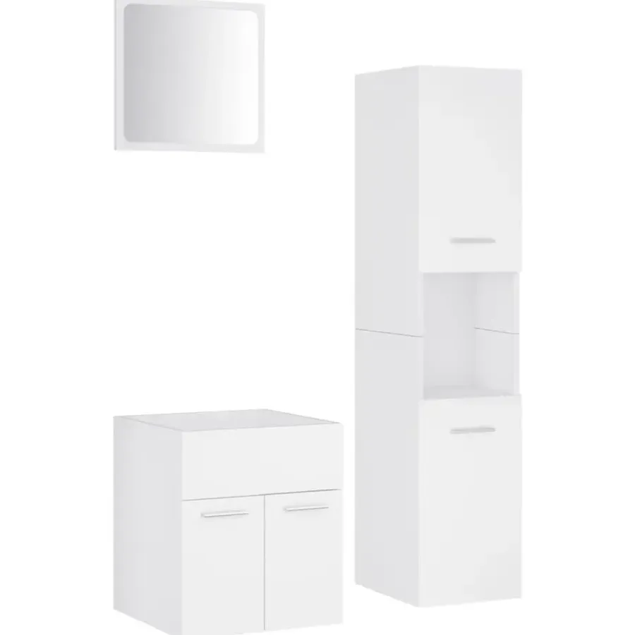 vidaXL - Badkamermeubelset - Wit - Bewerkt hout - 41 x 38.5 x 46 cm