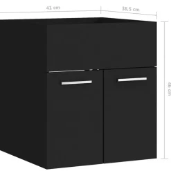 Badmeubelsets-vidaXL - Badkamermeubelset - Zwart - Bewerkt hout - 41 x 38.5 x 46 cm