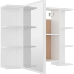 Spiegelkasten-vidaXL - Badkamerspiegelkast - Wit - Bewerkt hout