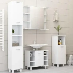 Spiegelkasten-vidaXL - Badkamerspiegelkast - Wit - Bewerkt hout