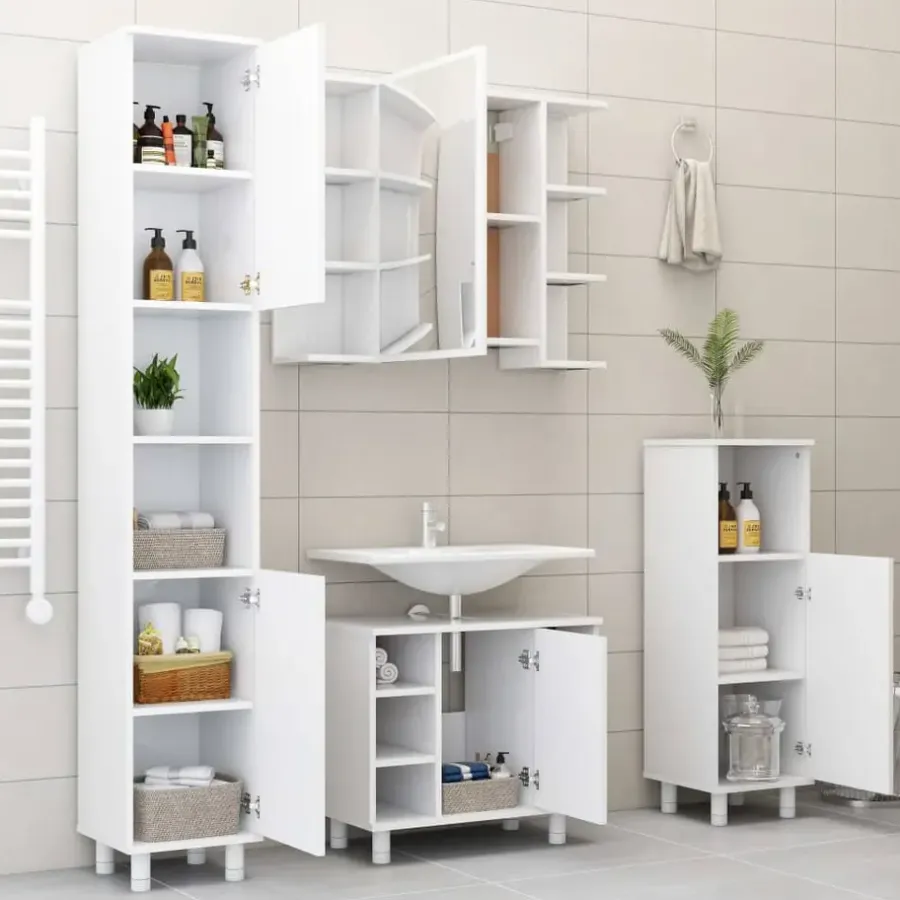 Spiegelkasten-vidaXL - Badkamerspiegelkast - Wit - Bewerkt hout