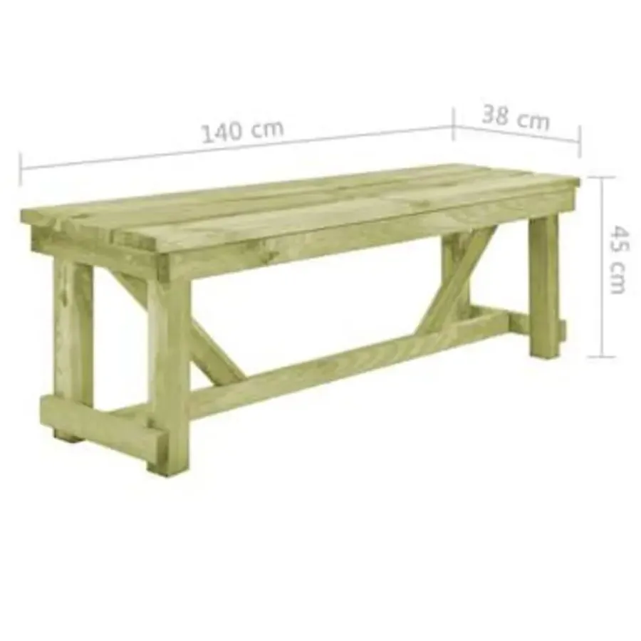 vidaXL - Bank - Bruin - Geïmpregneerd grenenhout - 140 x 38 x 45 cm