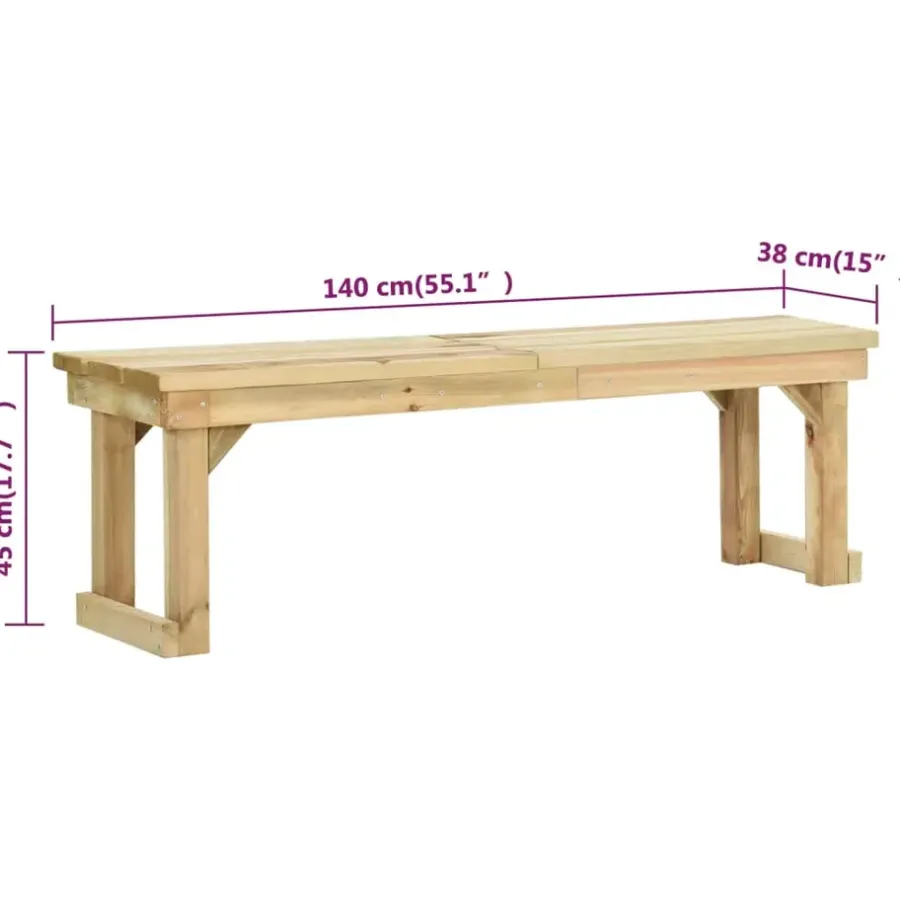 vidaXL - Bank - Bruin - Geïmpregneerd grenenhout - 140 x 38 x 45 cm