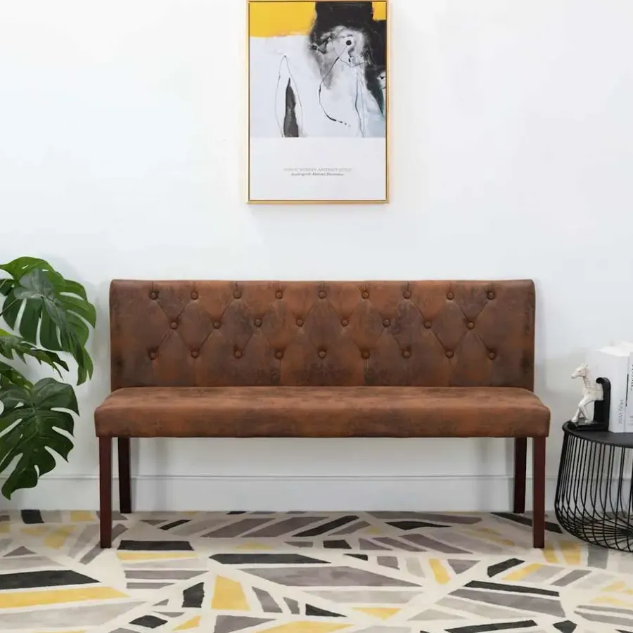 vidaXL - Bank - Bruin - Suède - 148.5 cm
