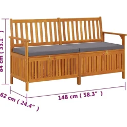 Tuinbanken-vidaXL - Bank - Grijs - Hout - 148 x 62 x 84 cm