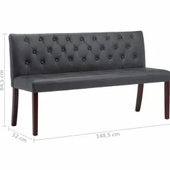 Bankjes-vidaXL - Bank - Grijs - Suède - 148.5 cm