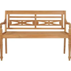 vidaXL - Bank Batavia met zwart kussen - Teakhout - 120x51.5x84 cm