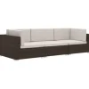 Loungebanken-vidaXL - Bankset - Bruin - Poly rattan
