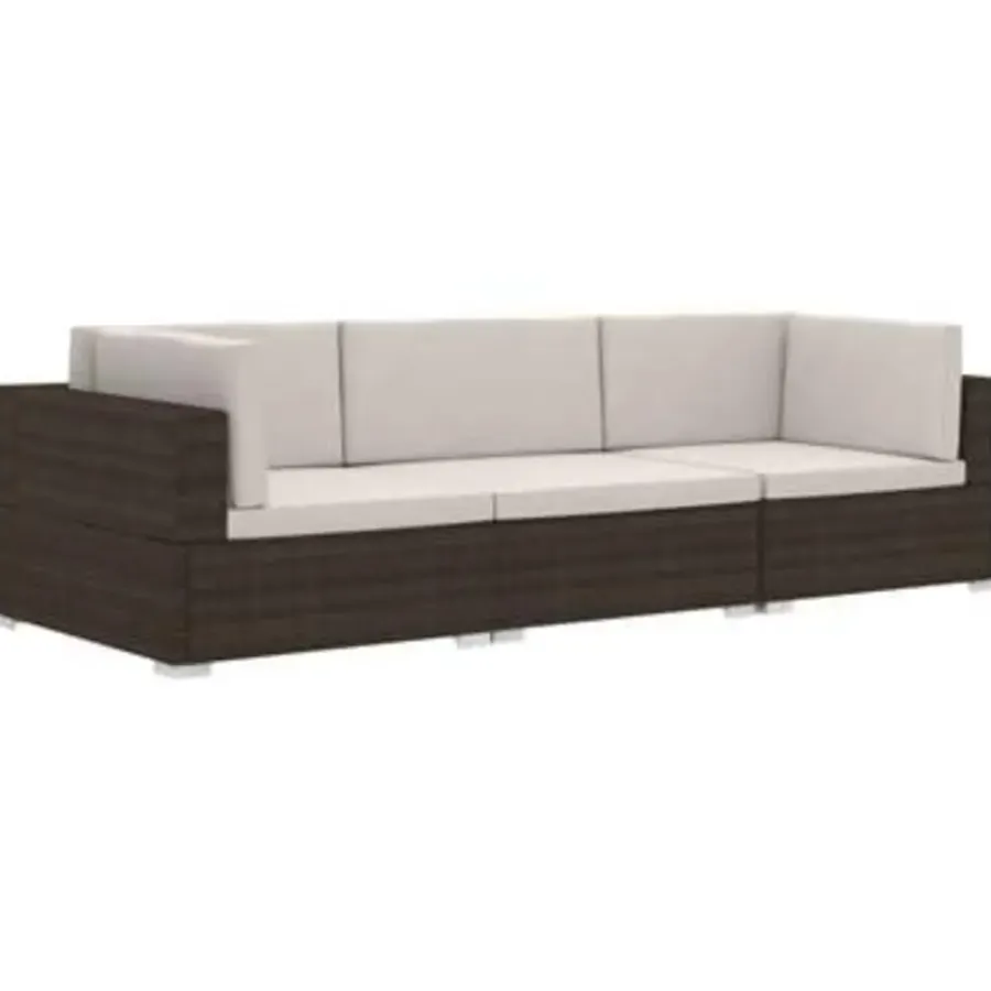Loungebanken-vidaXL - Bankset - Bruin - Poly rattan