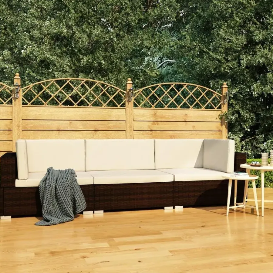 Loungebanken-vidaXL - Bankset - Bruin - Poly rattan