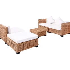 Loungesets-vidaXL - Bankset - Bruin - Rattan