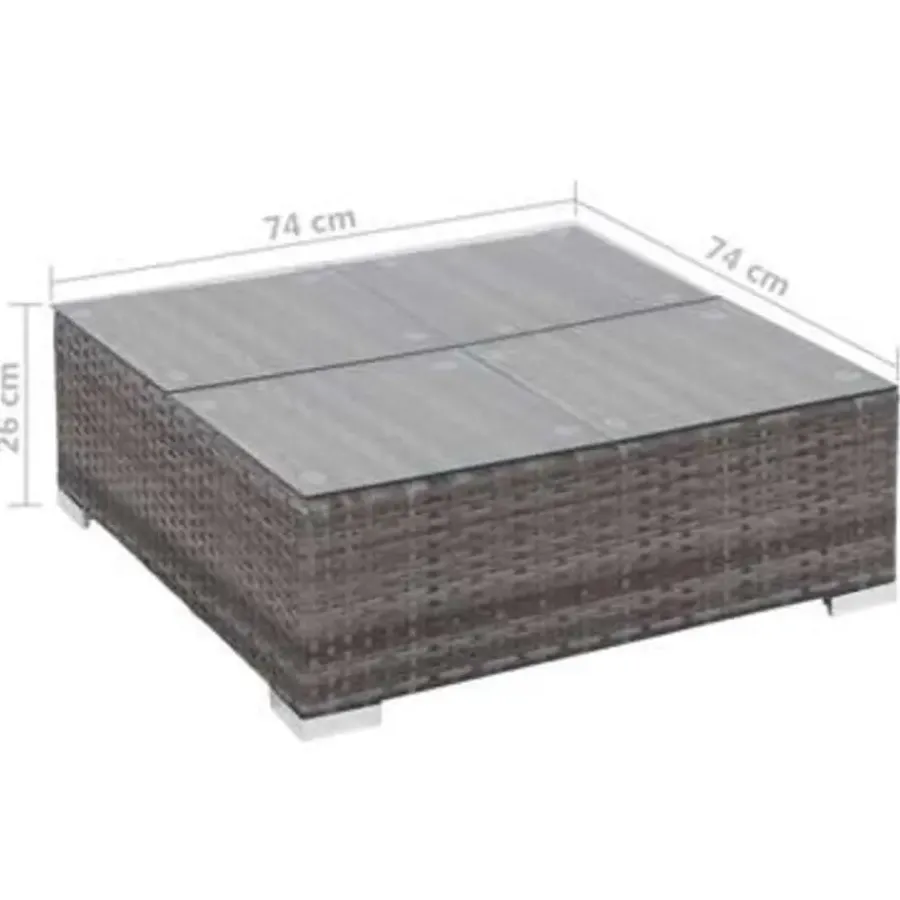 Loungesets-vidaXL - Bankset - Grijs - Poly rattan