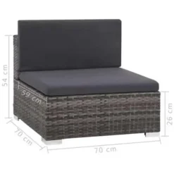 Loungesets-vidaXL - Bankset - Grijs - Poly rattan