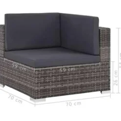 Loungesets-vidaXL - Bankset - Grijs - Poly rattan