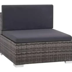 Loungesets-vidaXL - Bankset - Grijs - Poly rattan