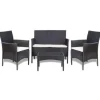 Loungesets-vidaXL - Bankset - Zwart - Poly rattan