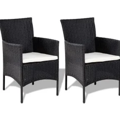 Loungesets-vidaXL - Bankset - Zwart - Poly rattan