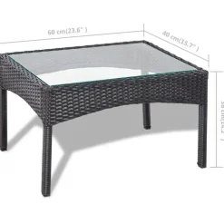 Loungesets-vidaXL - Bankset - Zwart - Poly rattan