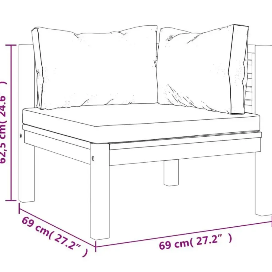 Loungeset Elementen-vidaXL - Bankstel - Grijs - Acaciahout