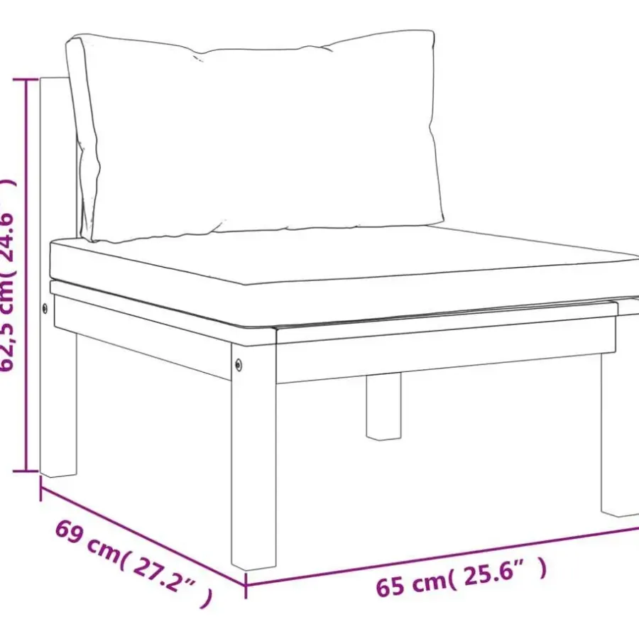 Loungeset Elementen-vidaXL - Bankstel - Grijs - Acaciahout