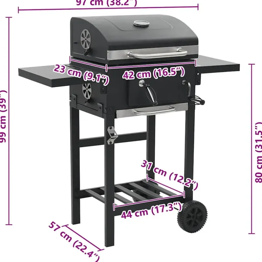 vidaXL - Barbecue - Zwart - Staal