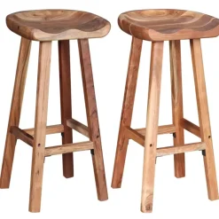 vidaXL - Barkruk - Bruin - Hout - 2 stuks