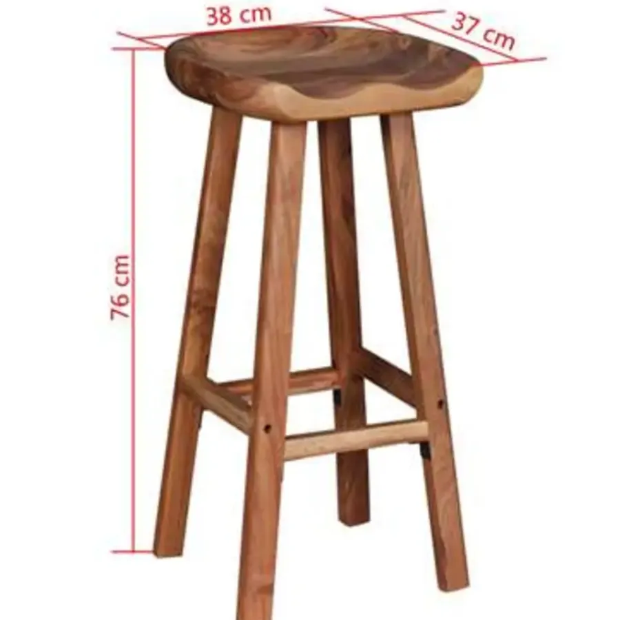 vidaXL - Barkruk - Bruin - Hout - 2 stuks