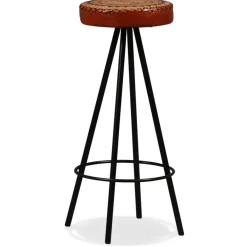 vidaXL - Barkruk - Bruin - Leer - 2 stuks
