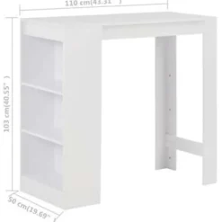 Bartafels-vidaXL - Bartafel - Wit - Bewerkt hout
