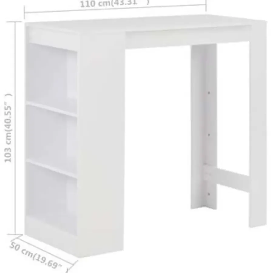 Bartafels-vidaXL - Bartafel - Wit - Bewerkt hout